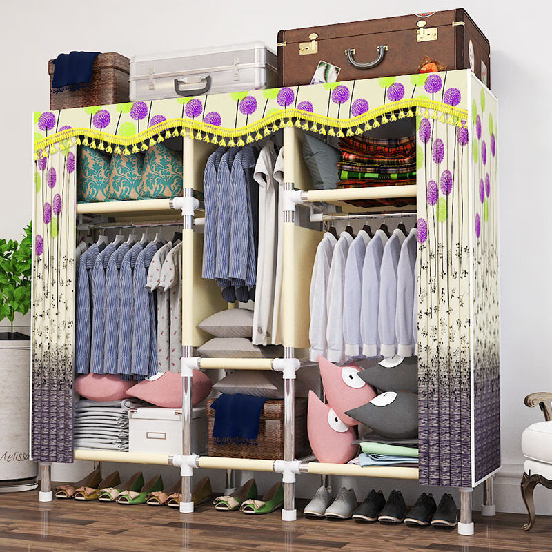 简易衣柜布衣柜钢管加粗加固非实木大号双人单人布衣 2