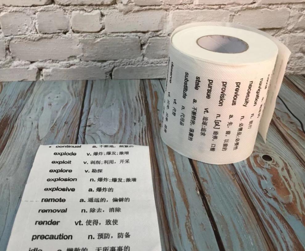 细草英文单词卫生纸四六级单词卷纸考研卷纸纸巾印花创意个性厕纸大学