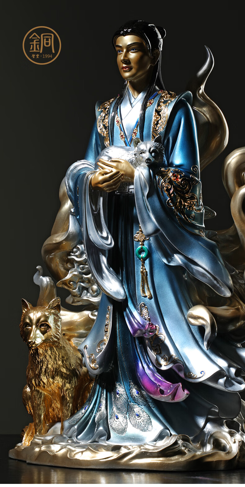圣丰佛像纯铜九尾狐男狐狐仙铜像供奉招财姻缘桃花运灵仙客厅摆件 19