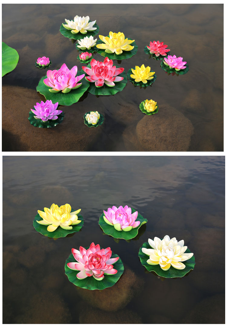 德骊嘉 花卉仿真荷花荷叶莲花 高档水莲花鱼缸塑料花演出新品水景摄影