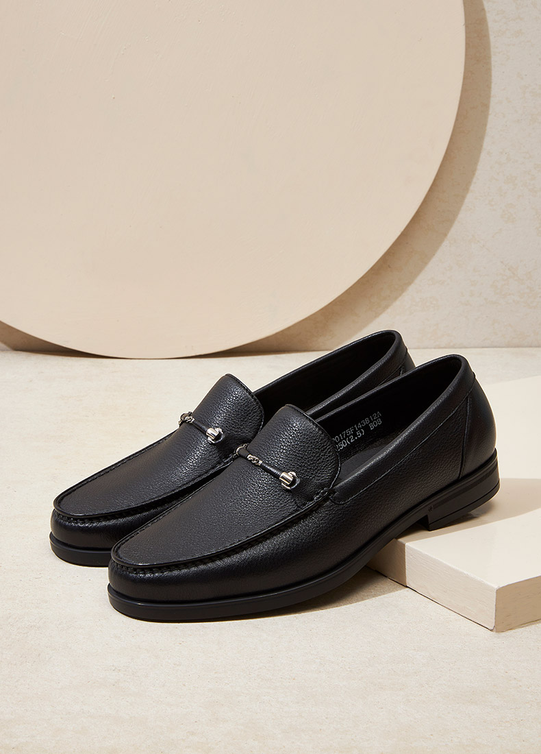 pierrecardin皮尔卡丹男鞋商务正装皮鞋男真皮男士休闲鞋乐福鞋棕色43