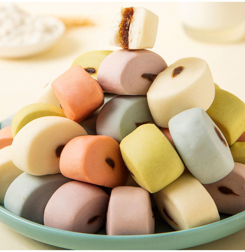 儿童彩虹夹心小馒头卡通包子馒头手工面食营养早餐早点小吃 250g彩虹