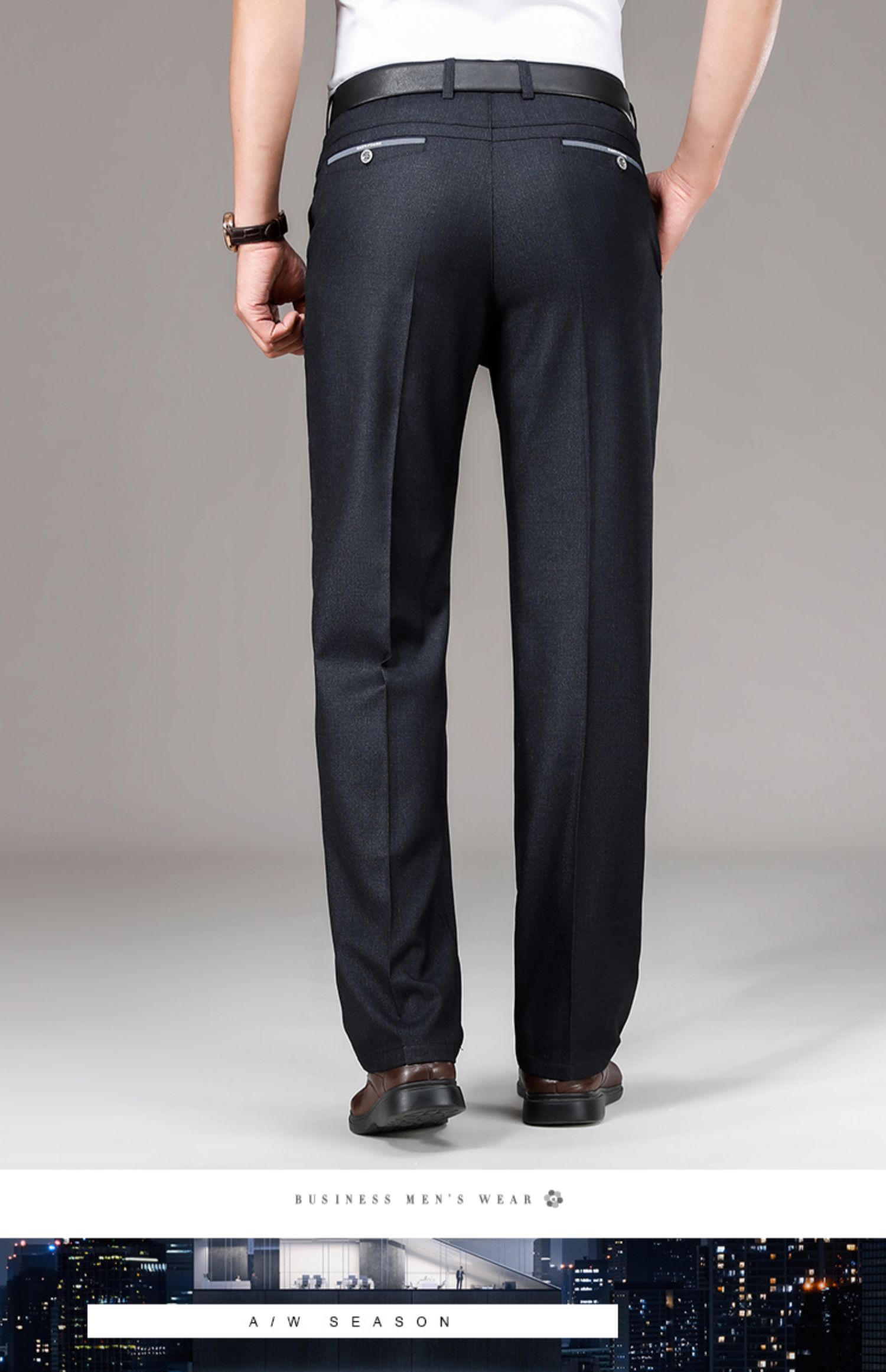 中老年男装春夏薄款休闲裤男士宽松直筒长裤40岁50爸爸装商务西裤 mf