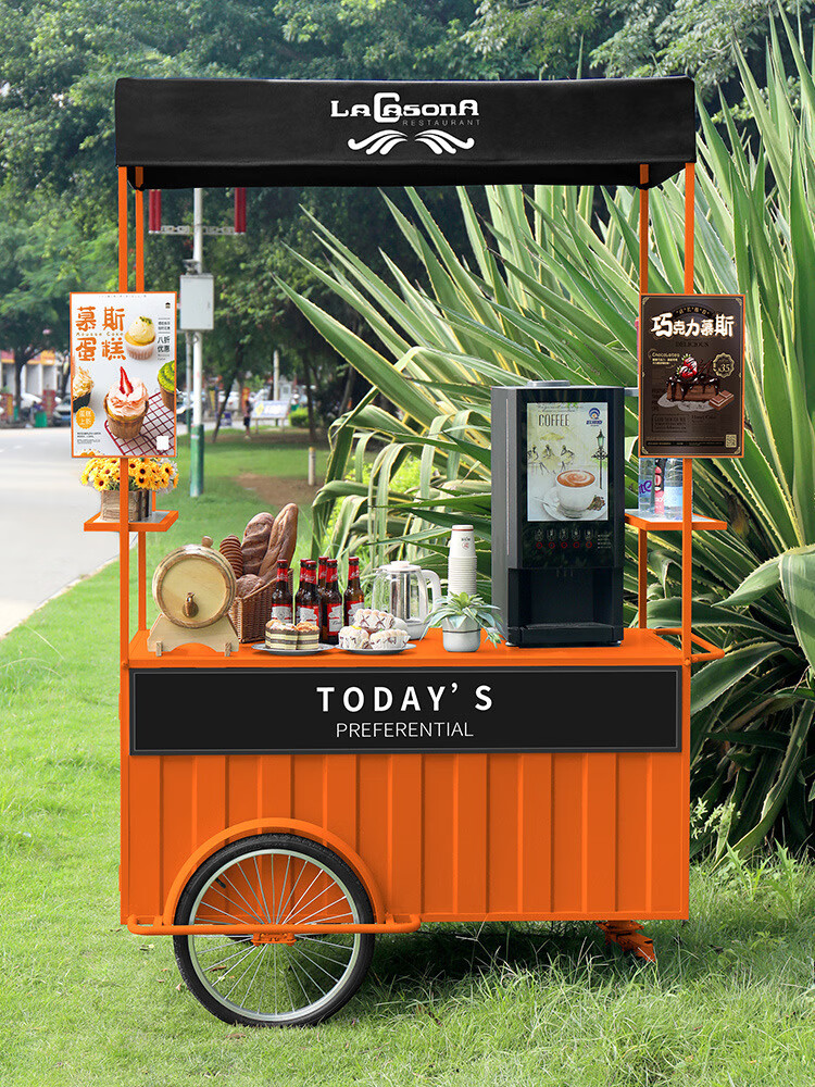 捡漏&森必居户外小吃摆摊位车展示架移动地摊小推车集市摊位售货车铁