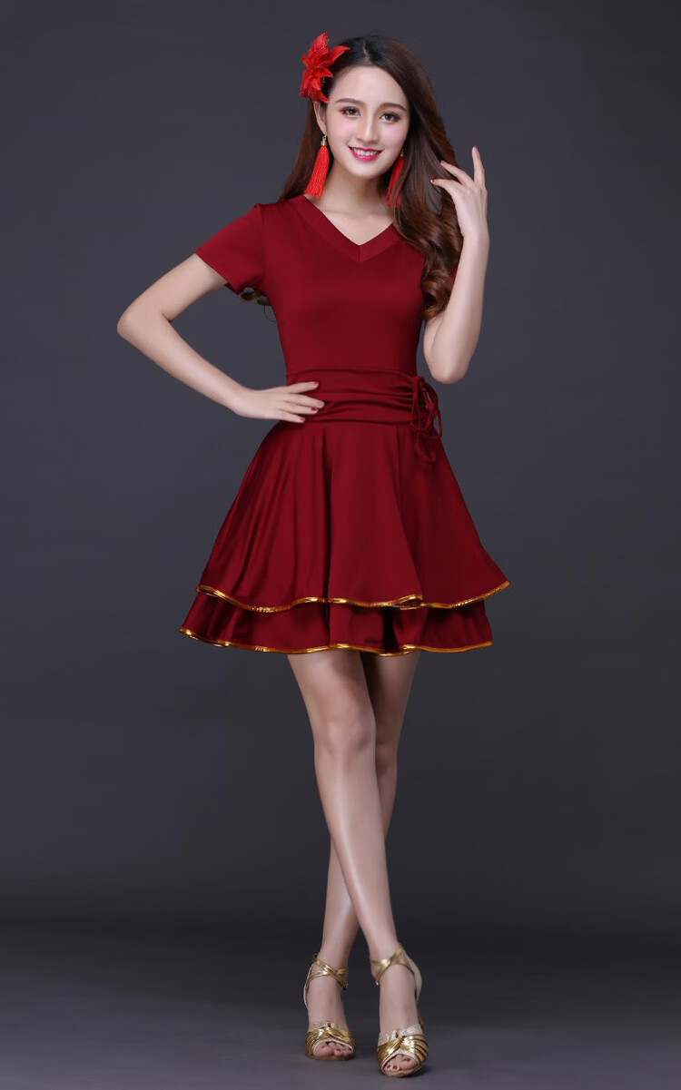 瑜伽舞蹈 广场舞服 宸芃 宸芃 三步踩表演服演出服拉丁舞裙连衣裙成年