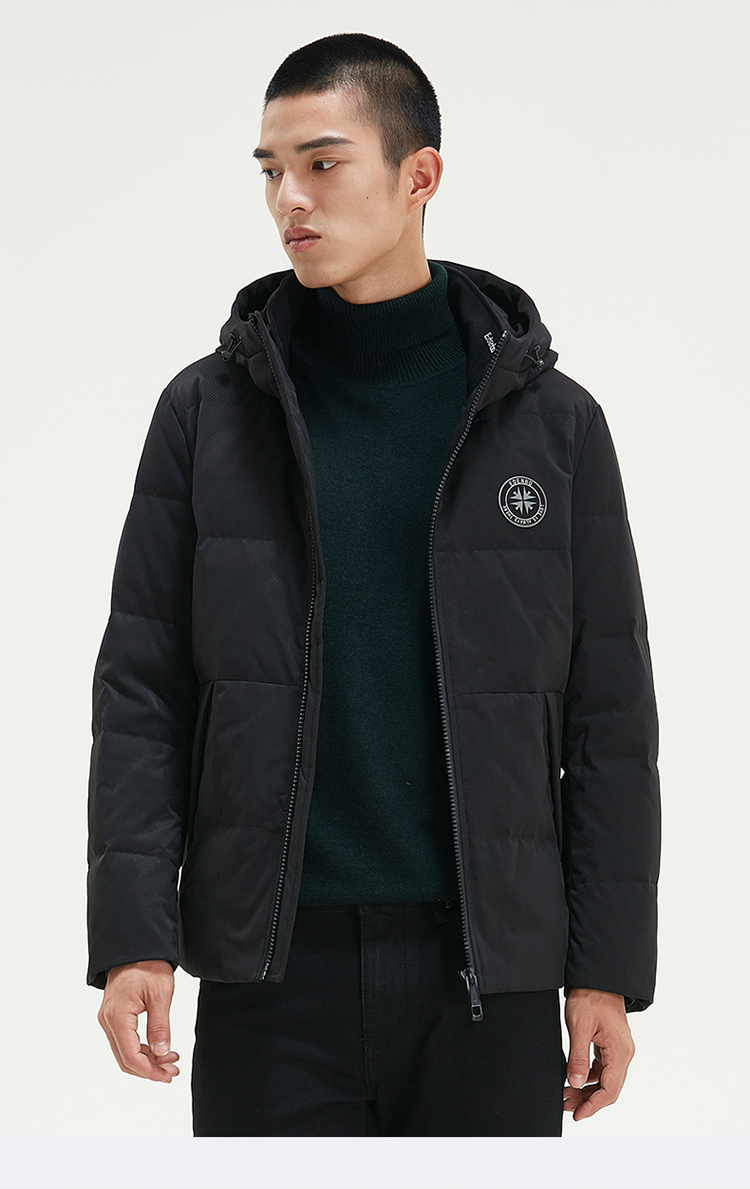 商场同款爱登堡秋冬新款羽绒服男短款连帽加厚保暖时尚男羽绒服外套