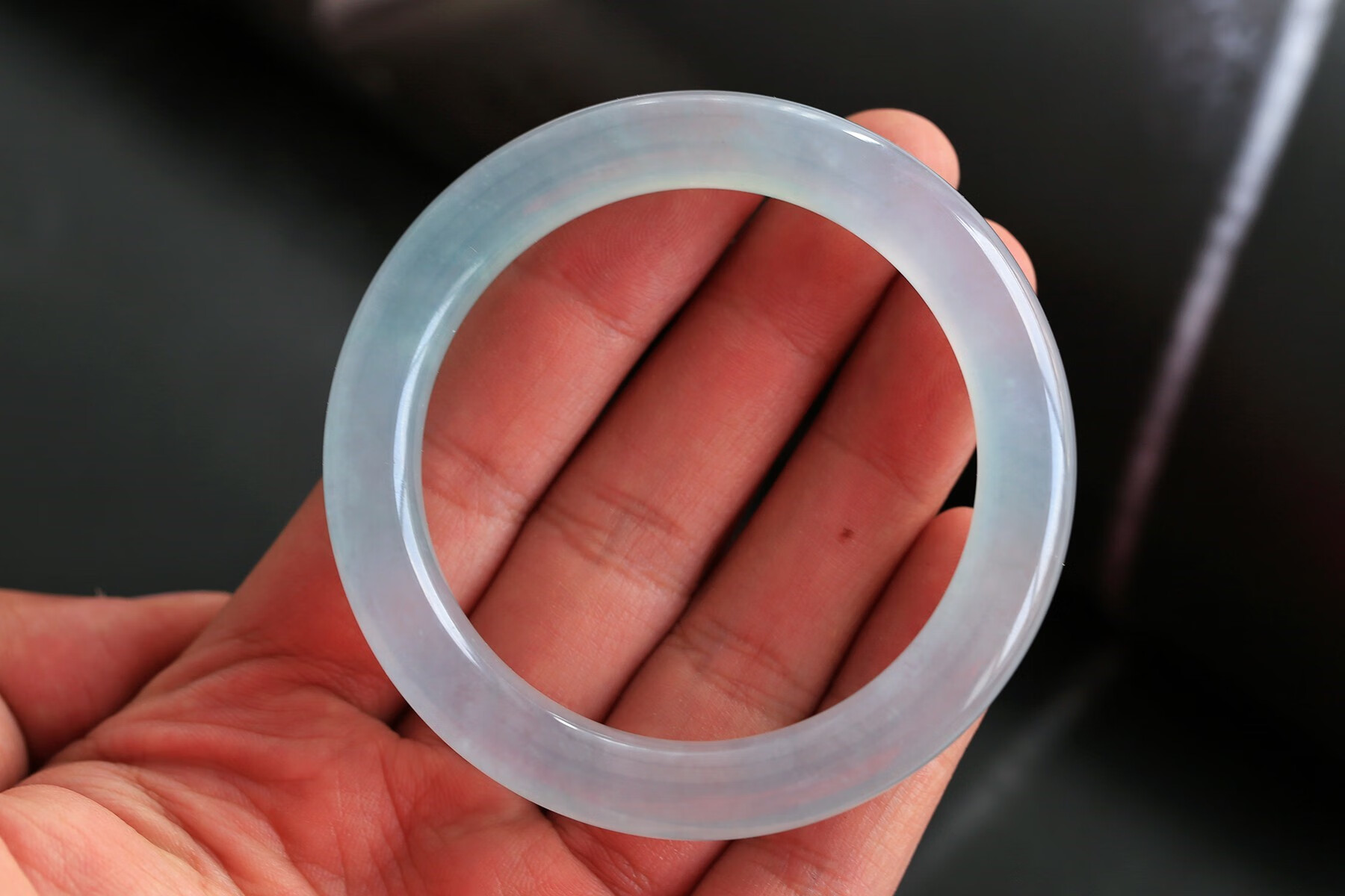 (koreing) 蓝水晴水叮当镯手镯女 少女年轻小巧圆条冰种天青冻镯子