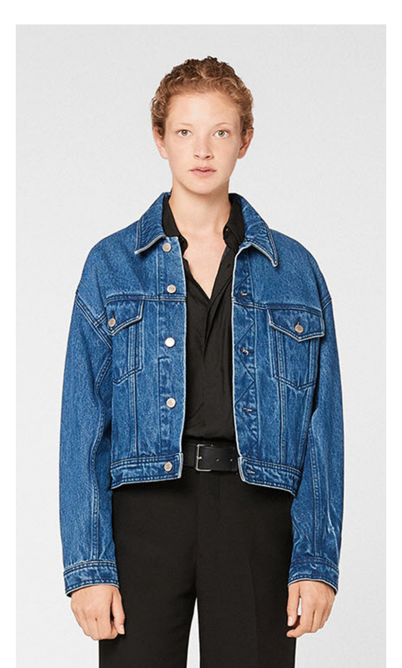 amiparis女士春夏做旧蓝复古宽松牛仔夹克短外套480做旧蓝xs