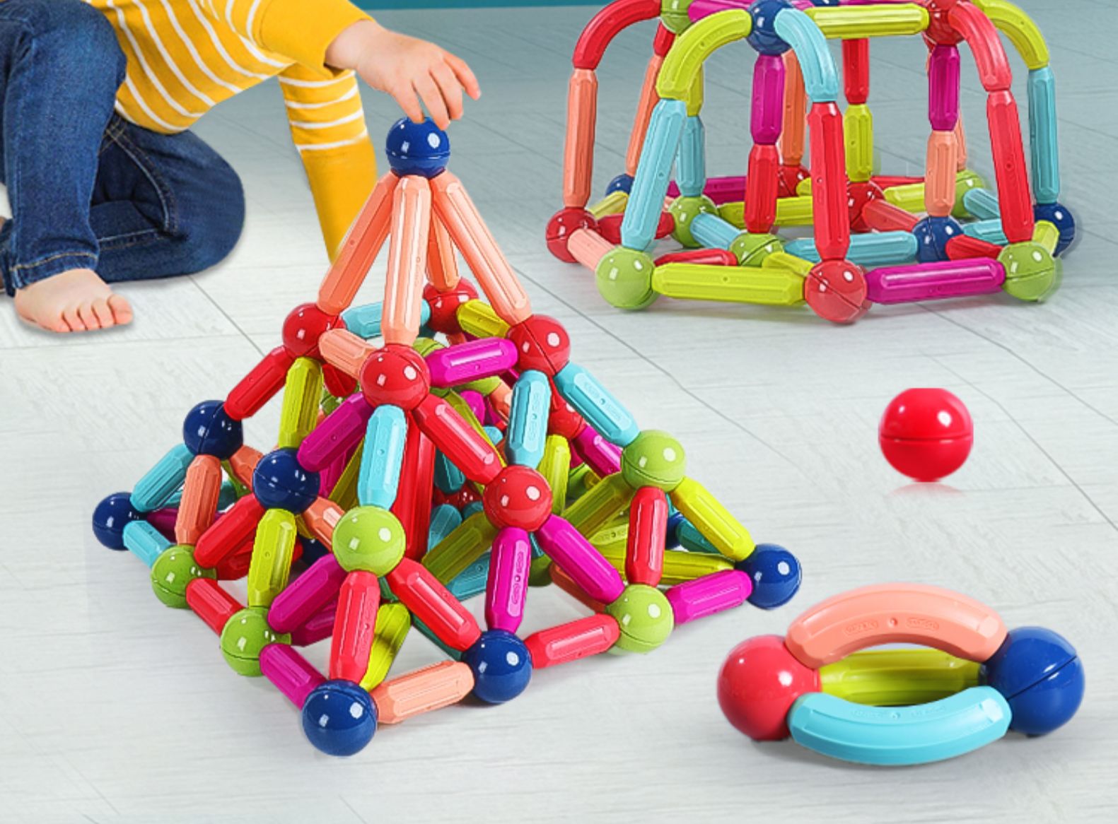 赟娅百变磁力棒积木玩具儿童236岁早教启智磁铁积木大颗粒创意拼插