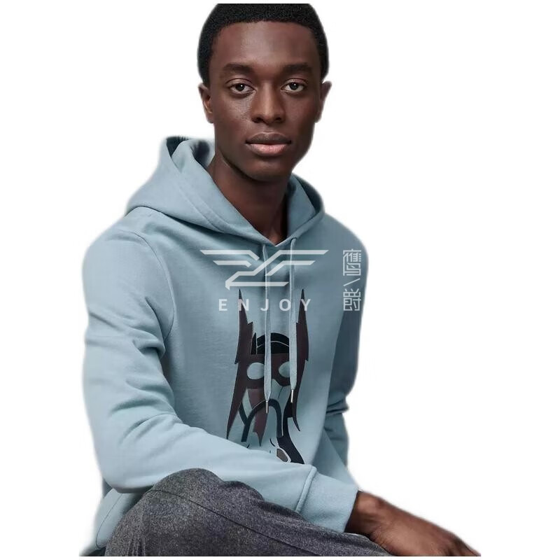 hermes爱马仕男士上衣长袖连帽棉质运动衫小羊皮"super h"贴片设计