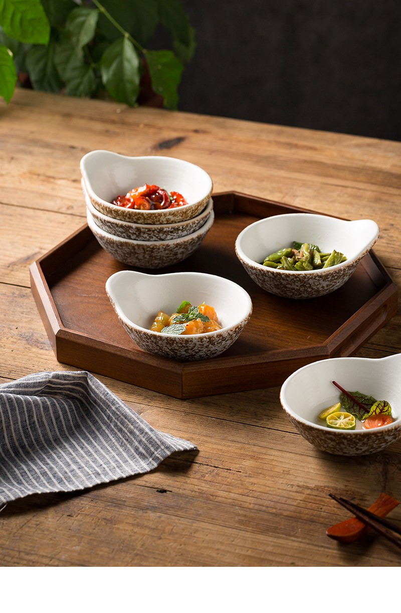 火锅蘸料碟调味碟家用创意醋碟油碟日式带把陶瓷调料碟酱油碟小菜碟子