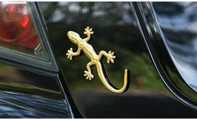 适用于加厚金属壁虎车贴3d立体个性汽车外装饰品用品贴纸小轿壁虎金色