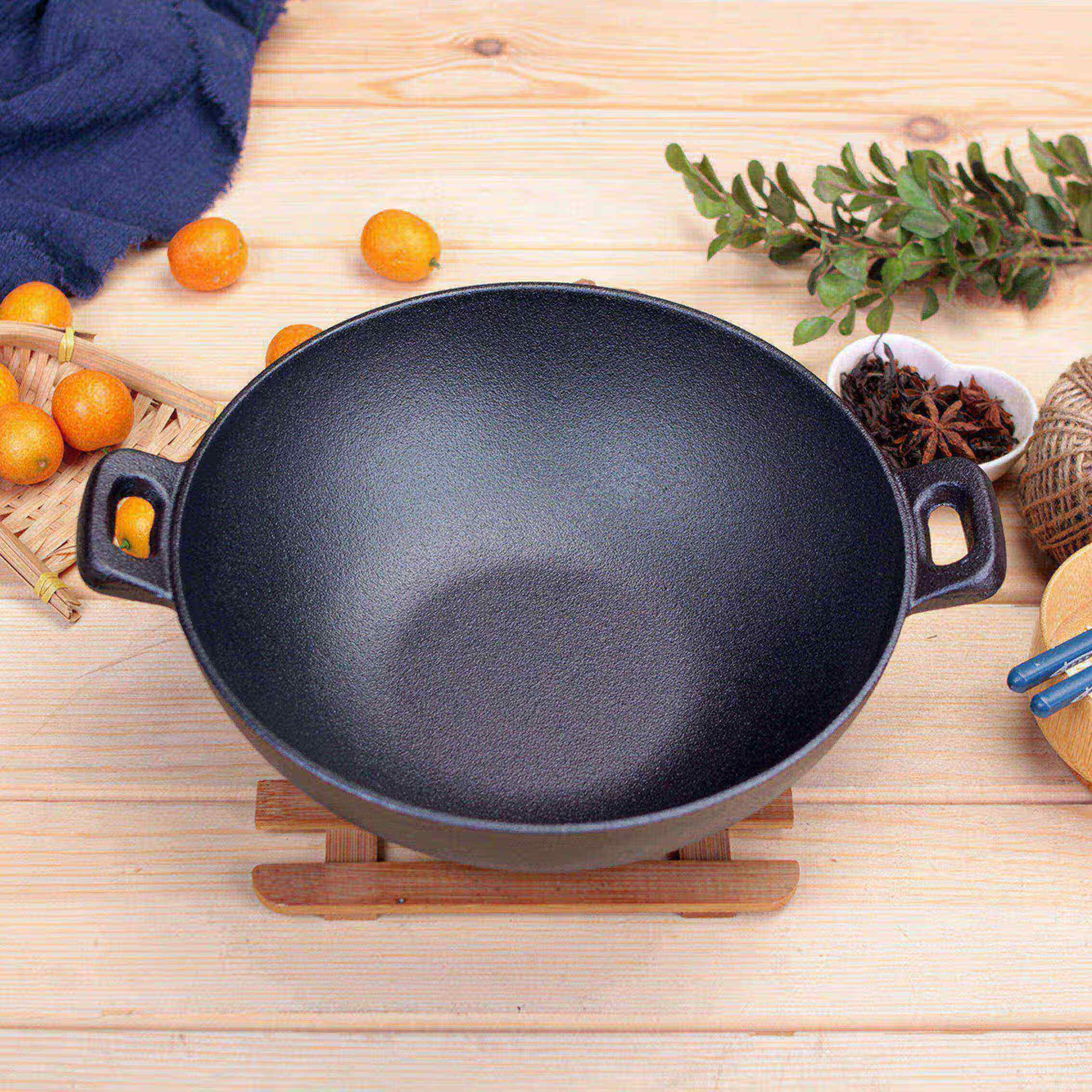 枳亲【24厘米纯铸铁小炒锅】学生锅煮面锅鸡公煲锅单人锅生铁锅无涂层