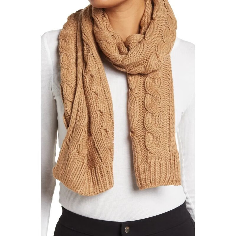 michaelmichaelkors女士围巾mk围巾围脖秋冬保暖罗纹麻花纹毛线