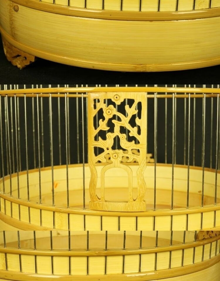 不锈钢笼条百灵鸟笼凤头百灵云燕云雀沙百灵竹制鸟笼全套配置雕花单顶