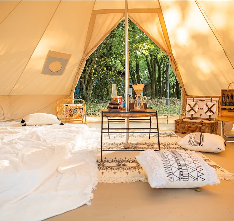 搬家式露营nh挪客印第安金字塔帐篷朗12户外自驾搬家式露营多人棉布帐