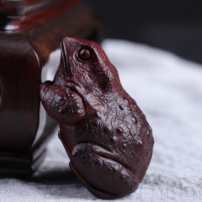 鼎盛福小叶紫檀青蛙趣手把件文玩把玩件湘工高密料实木质雕刻木雕