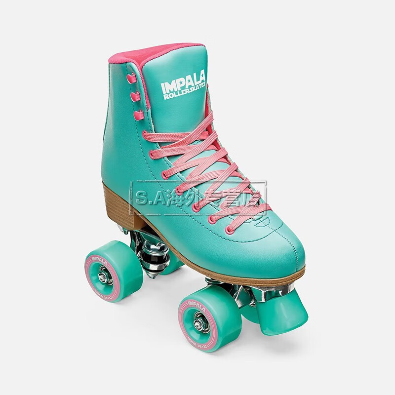 impala 黑斑羚旱冰鞋蓝粉色配色高跟旱冰鞋四轮双排轮滑女鞋铝合金
