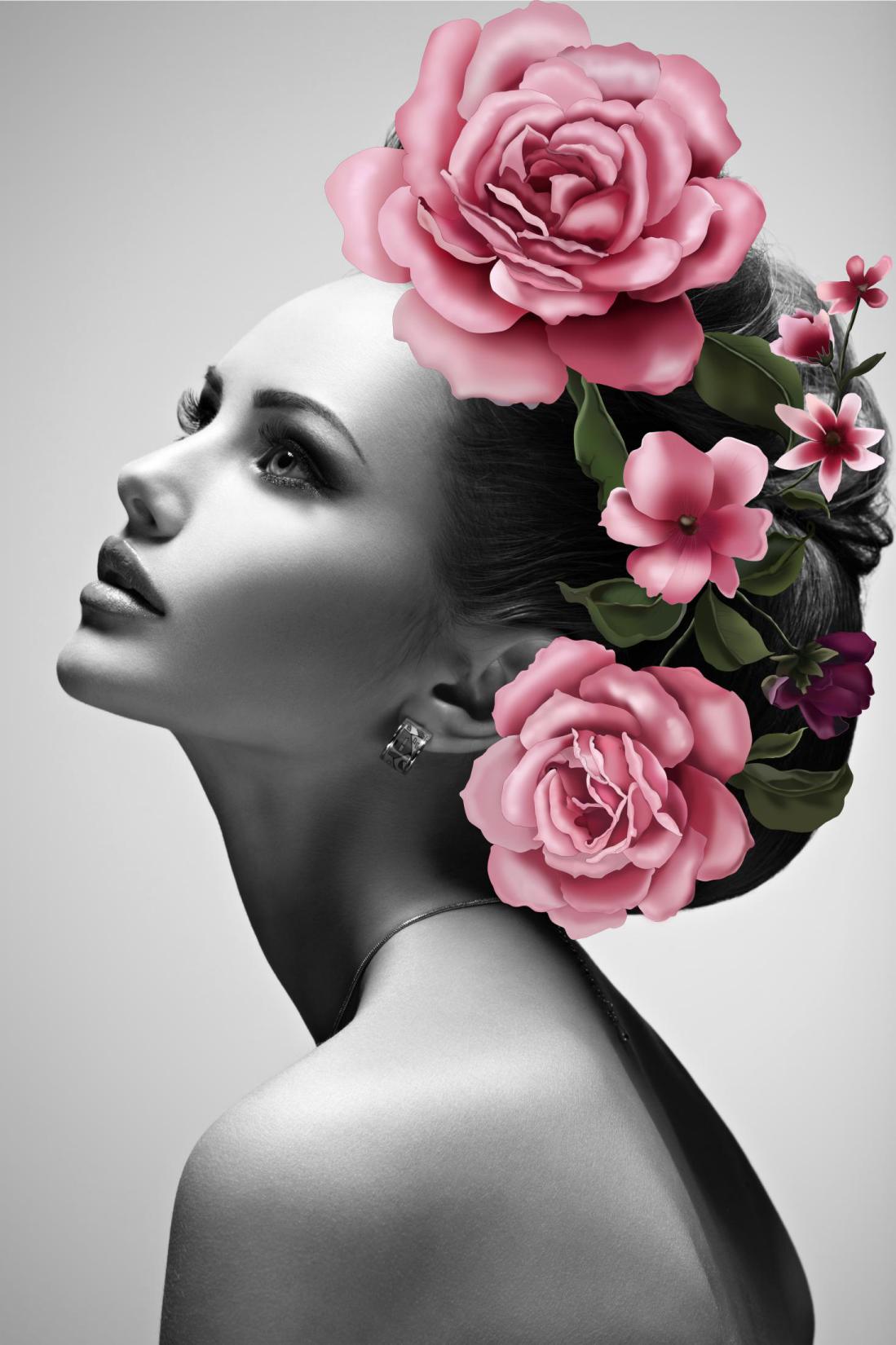 贸号 现代绘加精品蚕丝刺绣 花样年华女人花 玄关客厅过道背景 6127