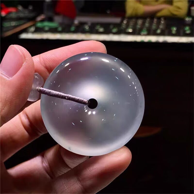 缅甸高货翡翠冰种飘花玻璃种圆条翡翠平安扣吊坠挂件通透【行情,报价