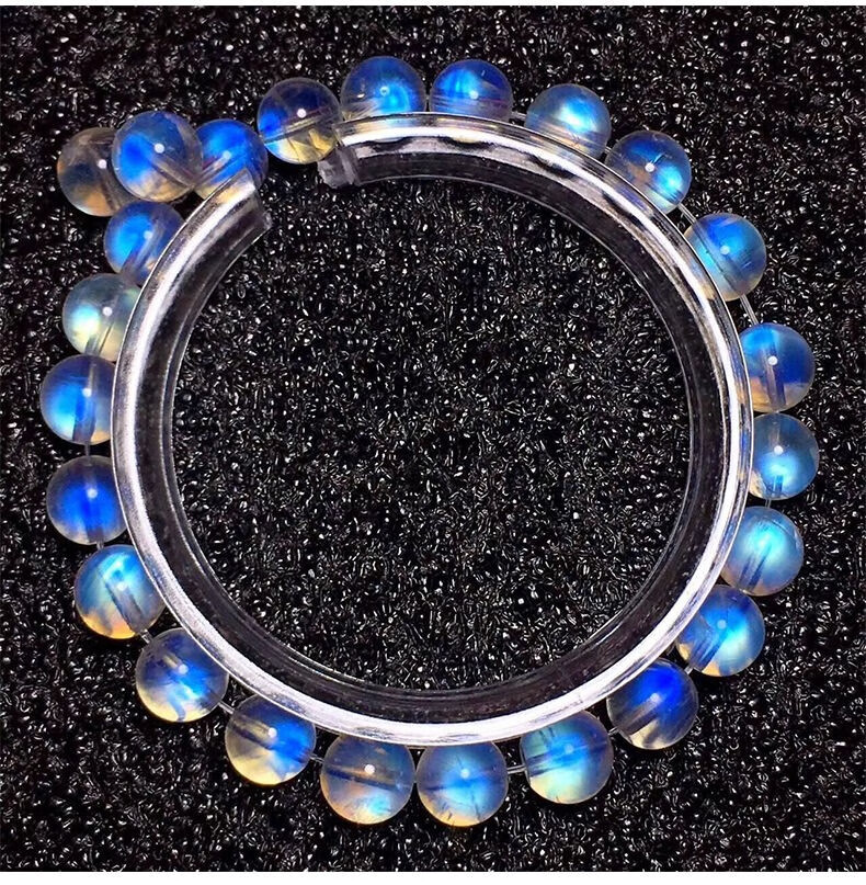 斯里兰卡蓝月光石手链 女玻璃体冰种水晶手串饰品项链 收藏级4.