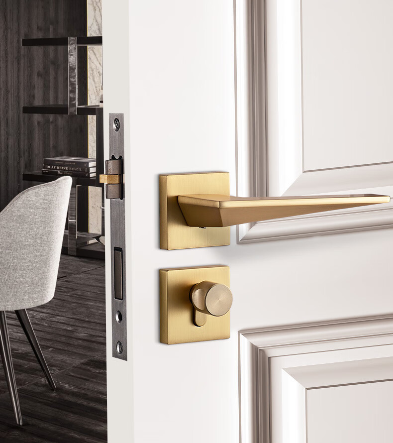 金色轻奢静音分体门锁室内北欧现代极简卧室房门把手通用型星空灰3550