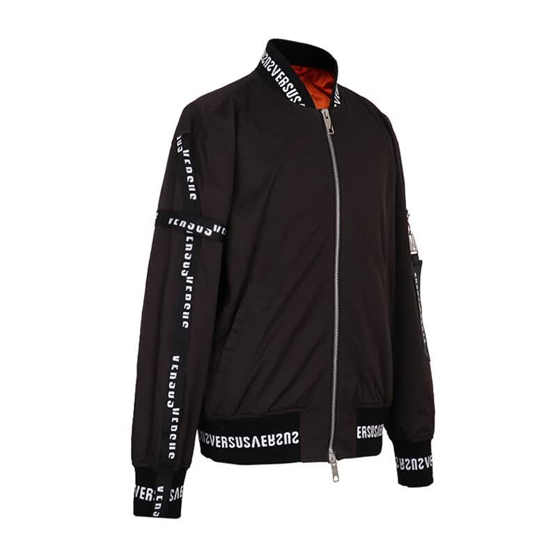 versus范瑟丝男装外套男士经典款黑色锦纶夹克黑色bu50424bt10674b