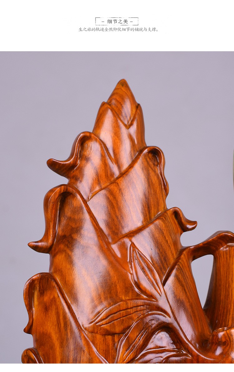 花梨木雕竹子笔筒摆件节节高升家居客厅红木工艺品高档商务礼品 整木