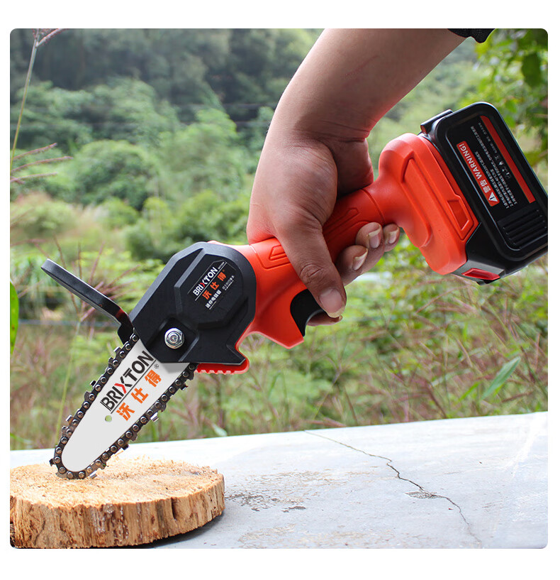 德国电锯家用小型手持锂电锯柴充电式户外伐木锯电动链锯树锯木8寸
