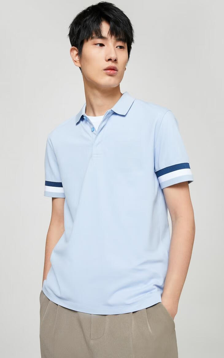 selected思莱德新男sorona舒适撞色polo衫s421106006 蓝色 xxl