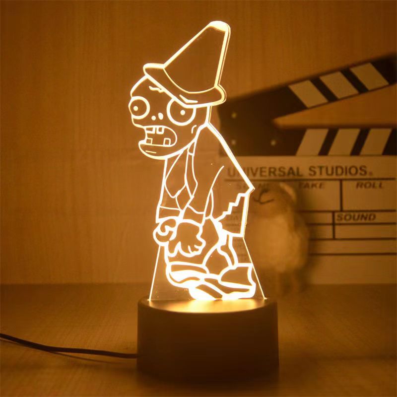 植物大战僵尸夜灯usb小夜灯游戏植物大战僵尸周边玩具摆件卧室灯小孩