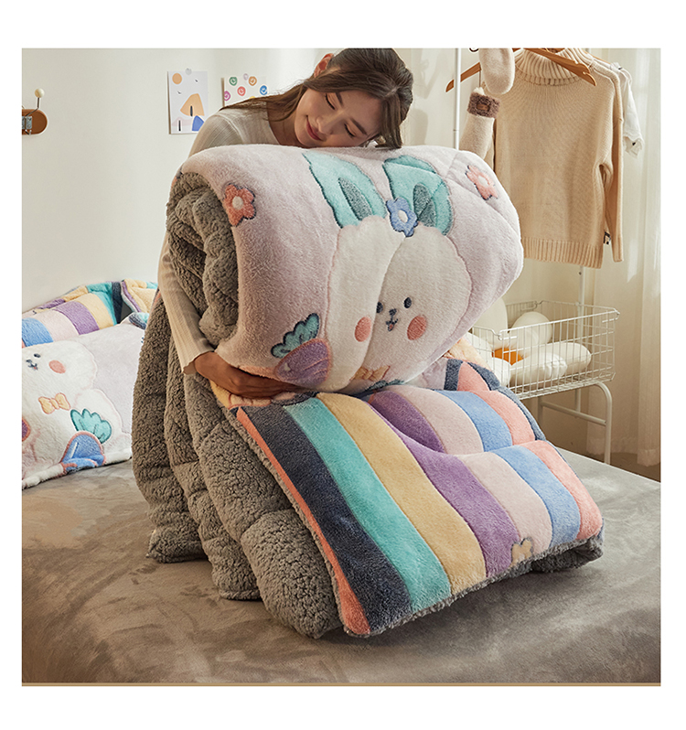 单人女生可爱被子加厚冬被卡通ins简约通用被冬季羊羔绒雪花绒双人床