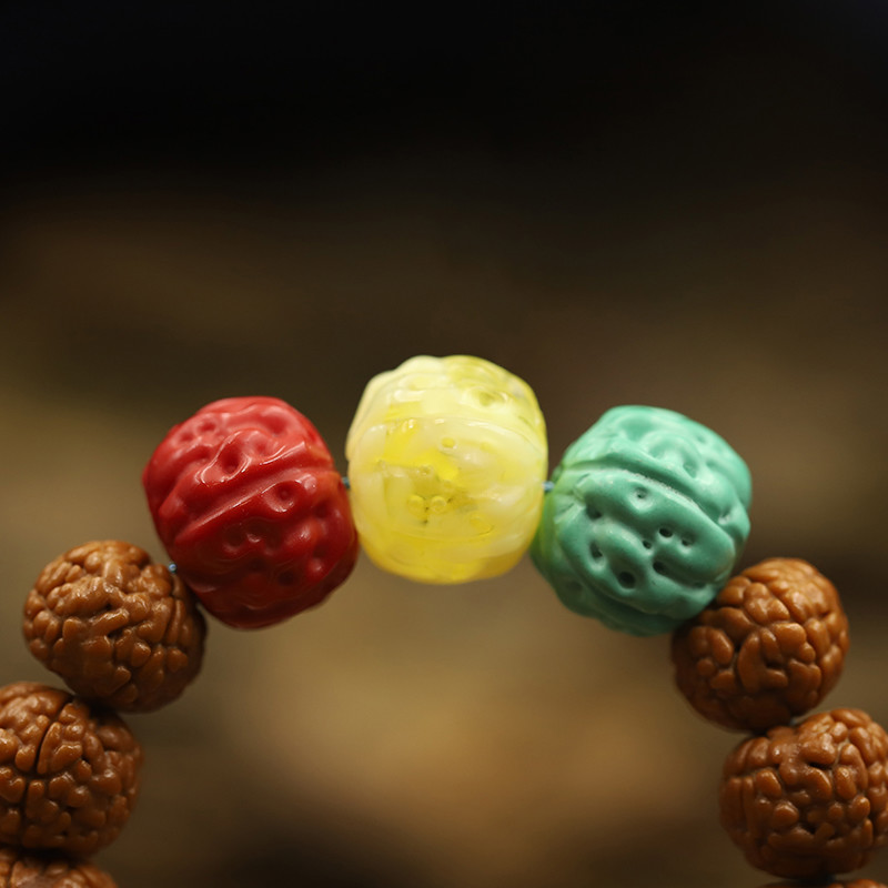 时尚京品优化绿松石红绿灯小金刚珠文玩菩提手串配珠三色配饰套装单珠