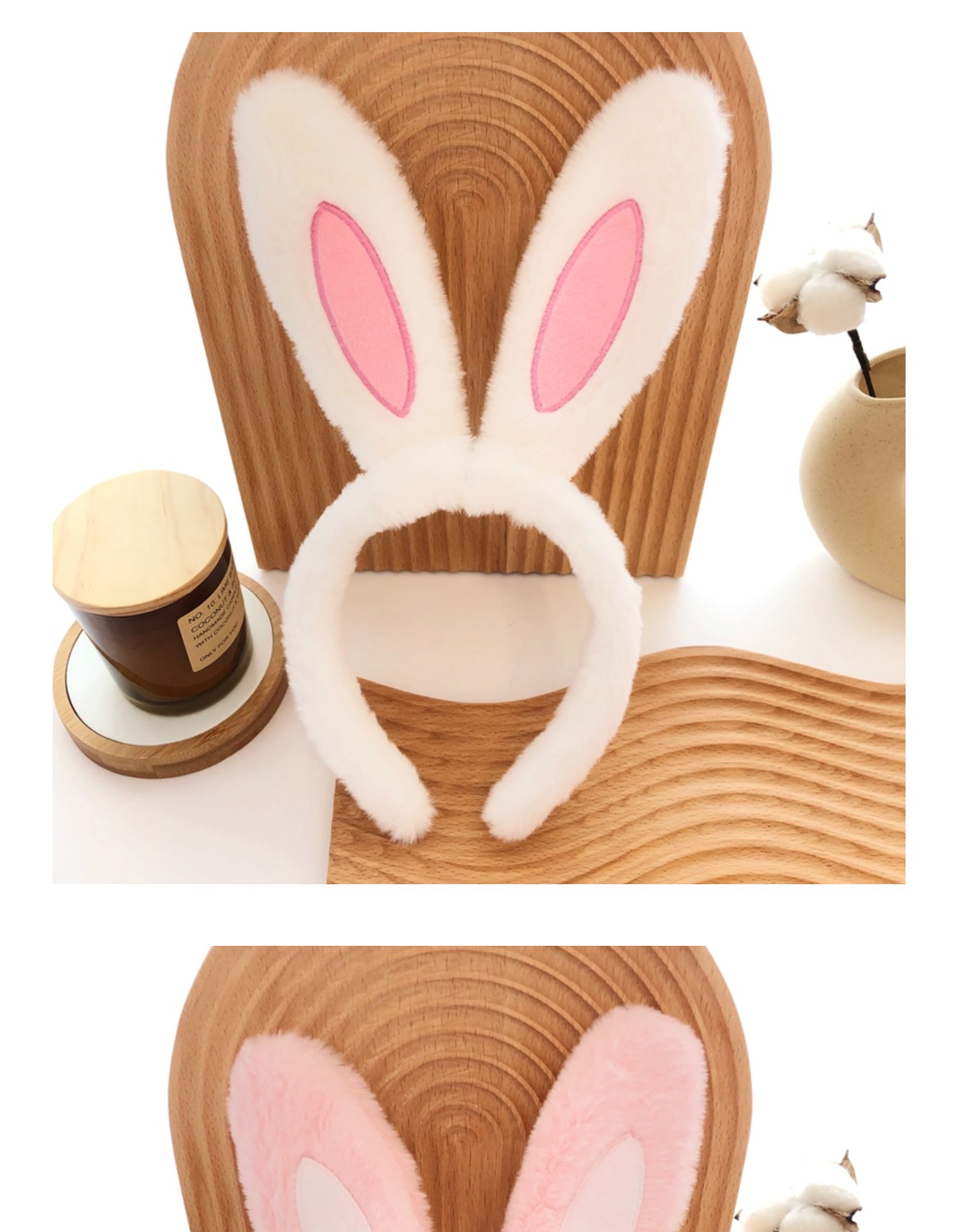 直播主播可爱毛绒兔耳朵发箍卖萌兔子头箍头饰搞怪发卡女发饰短毛白兔