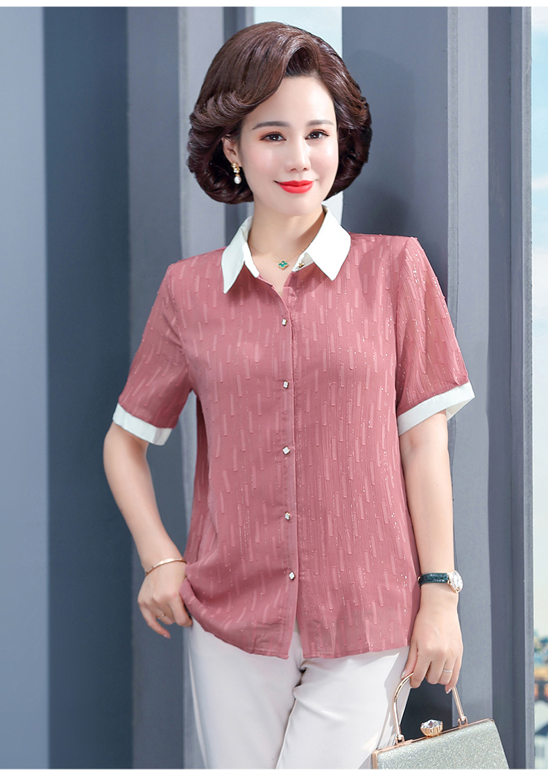 称美中老年女装夏装短袖衬衫套装405060岁新款中年妈妈装夏季两件套短