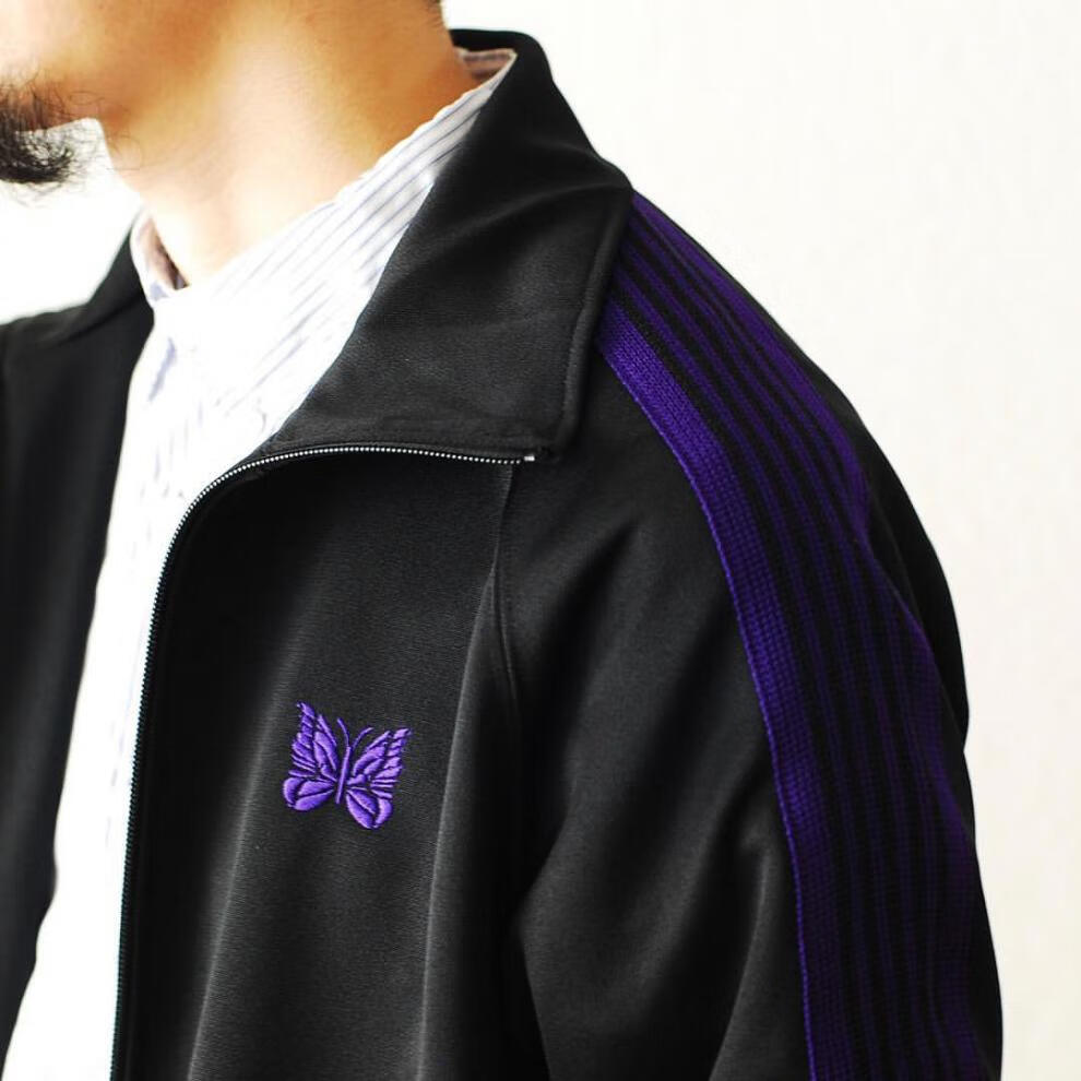vansetu老夫子 needles 马思唯同款 蝴蝶刺绣 紫色 夹克高领男女复古