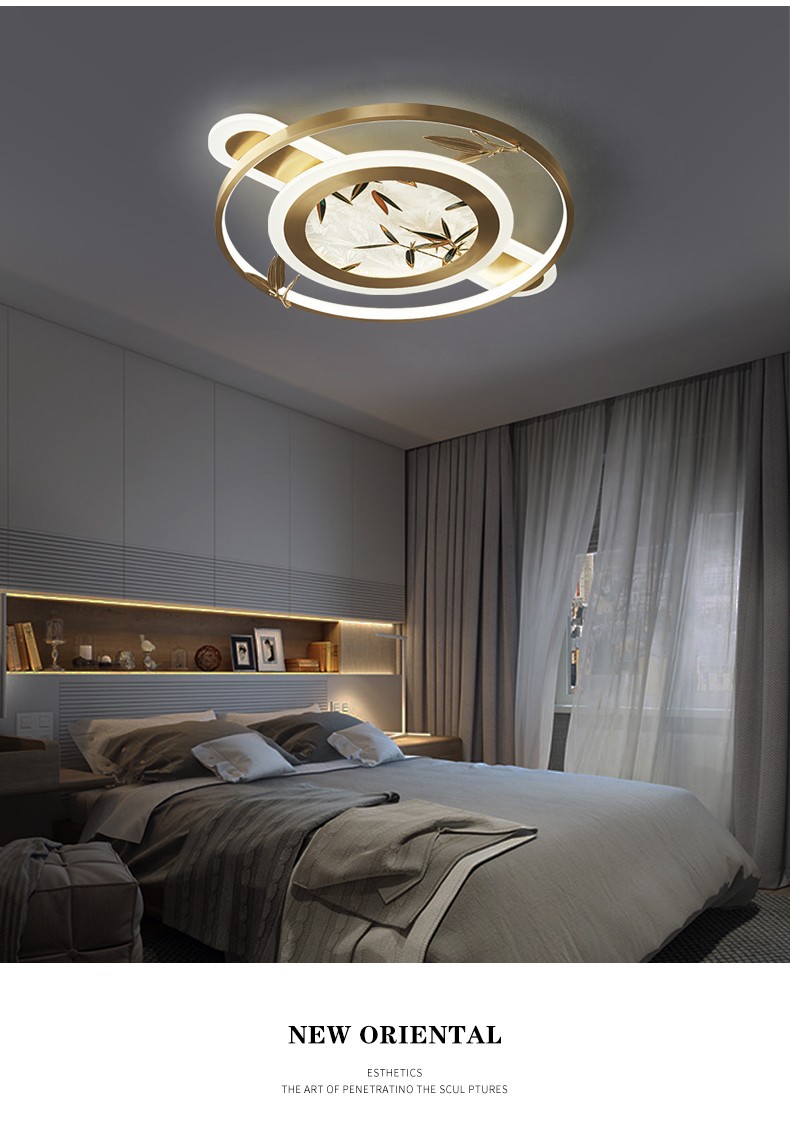 凯萨罗灯现代简约客厅灯吸顶灯轻奢大气新中式全铜卧室灯饰8802510方