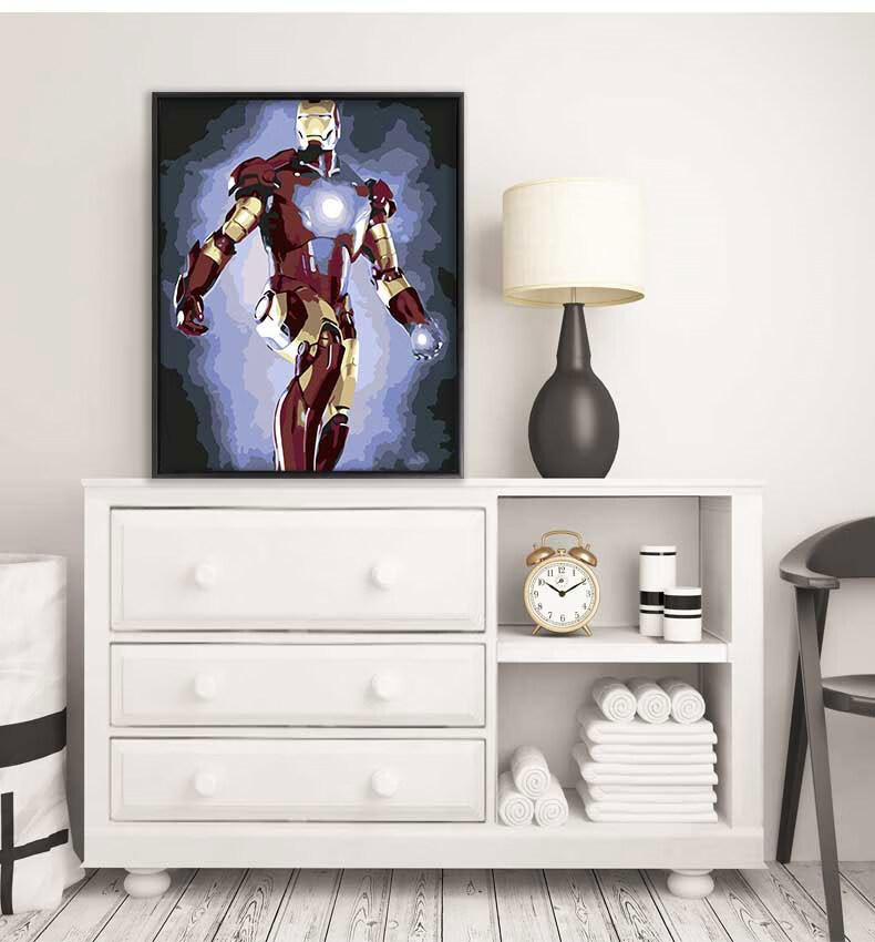 数字油画漫威 画画diy数字油画手绘漫威复仇者联盟钢铁侠手工填充填色