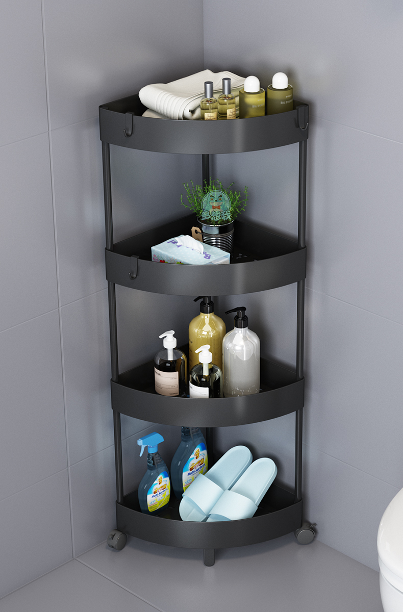 浴室置物架卫生间墙角三角落地多层厕所洗澡间拐角收纳转角柜子3层