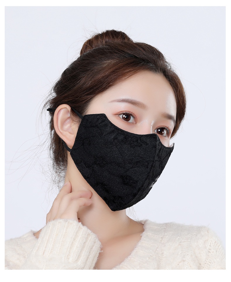 口罩女冬季保暖防寒面罩时尚纯棉防风立体黑色口鼻罩可水洗棉布立体