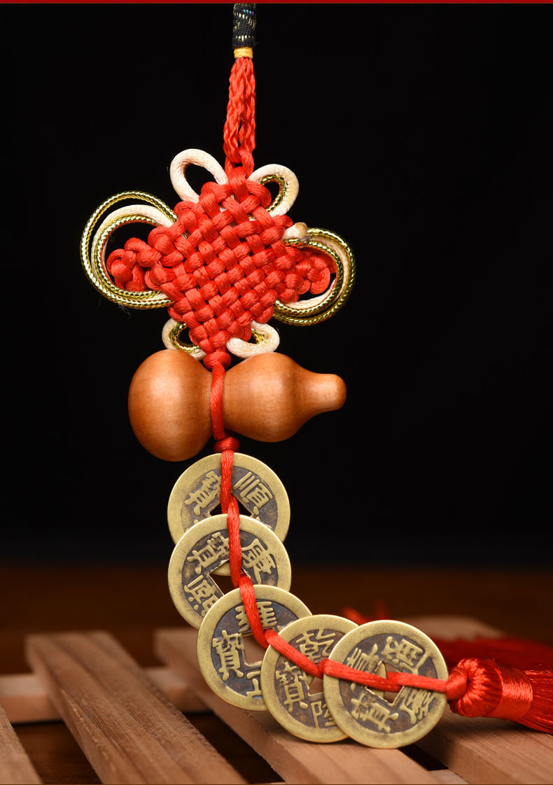 中国结福字吉祥结挂件门对门五帝古钱铜钱平安结葫芦门上挂的大门对