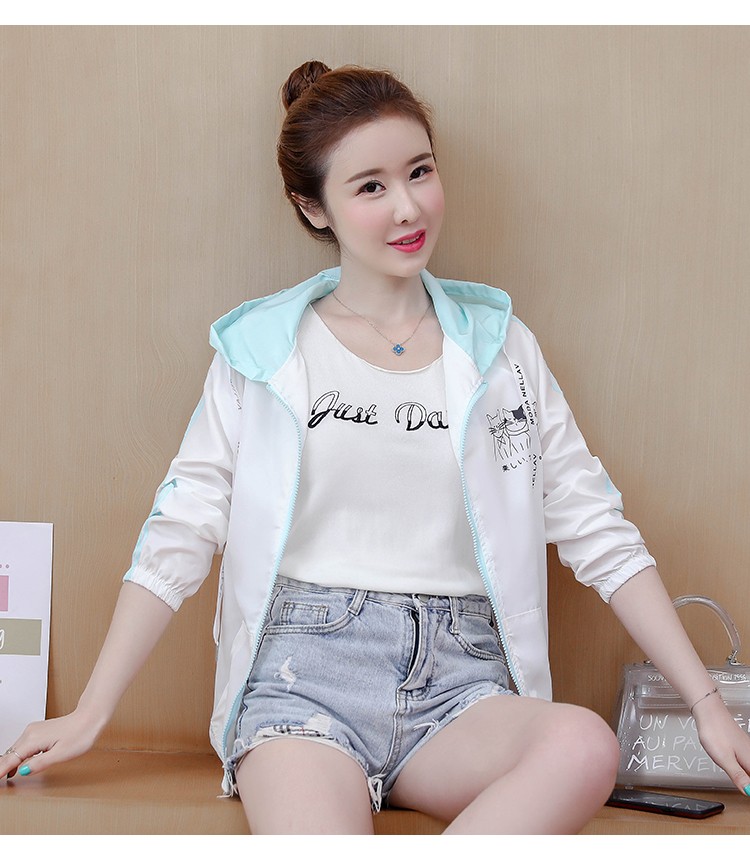学院风少女生夏天防晒衣女2021夏装新款韩版显瘦初中学生时尚短款轻薄