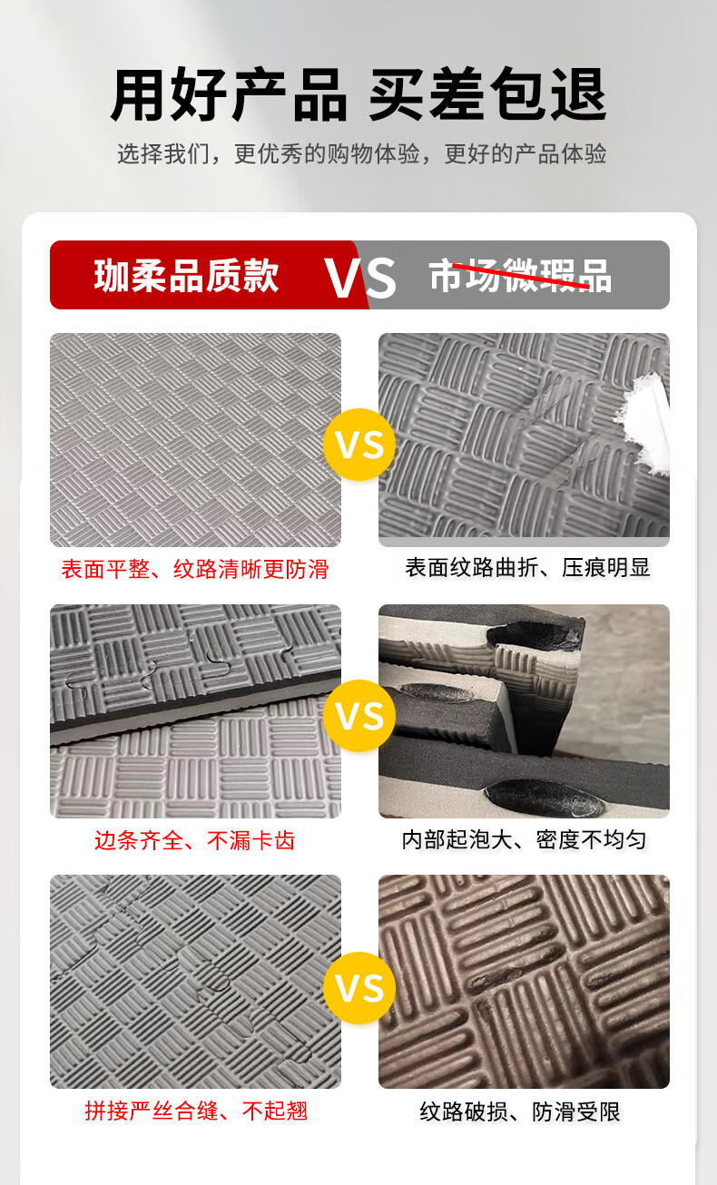 珈柔健身房地垫隔音减震家用高密度运动地板防震拼接楼层地胶橡胶地毯 高密度1*1米 厚2cm 黑灰双面 商品详情图 1