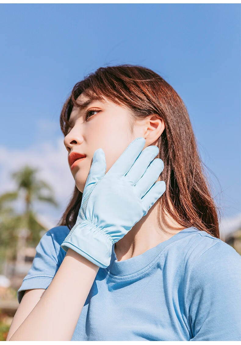 凌克防晒手套女透气薄款袖套可触屏防滑开车户外骑行护袖防晒冰袖防