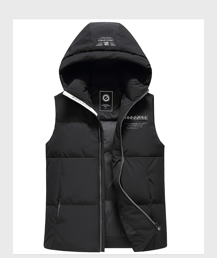 SNOWFLYING Autumn And Winter New Warm down Jacket Vest for Men, Hooded Casual Simple Versatile Sleeveless Vest Outerwear for Me 16