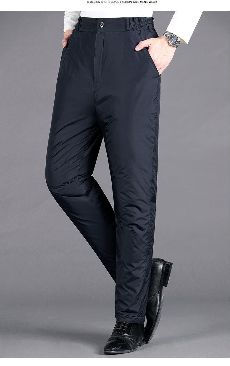 秋冬季新款 中老羽绒裤男高腰大码内外穿加厚老人棉裤子爸爸保暖羽绒