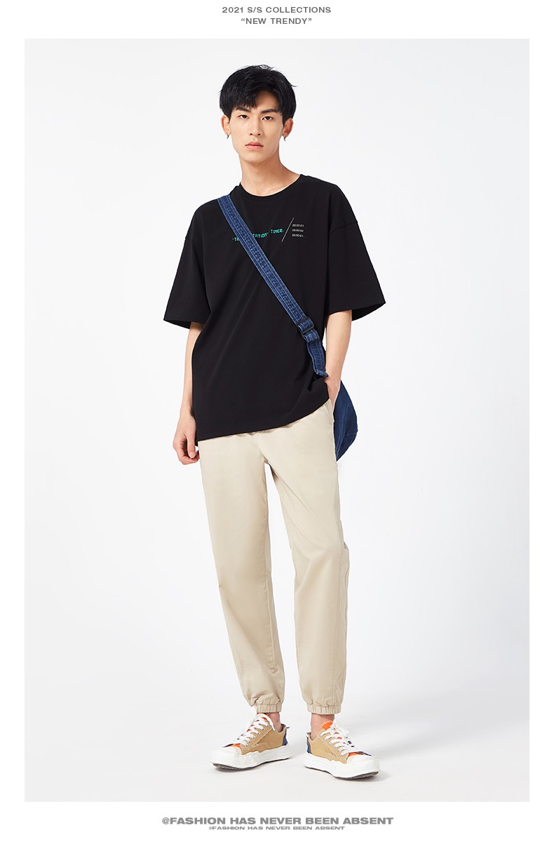 以纯线上品牌a21夏季2021新款男装针织宽松圆领落肩短袖t恤3m反光印花