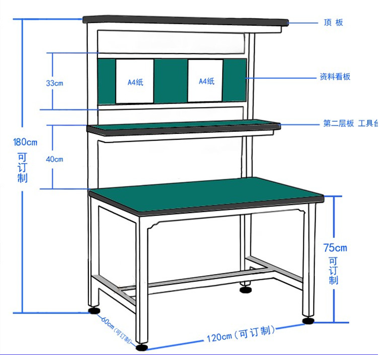 桌子拆装式包装台架服装包装打包台桌仓库检验台工作台 加强120*60*75