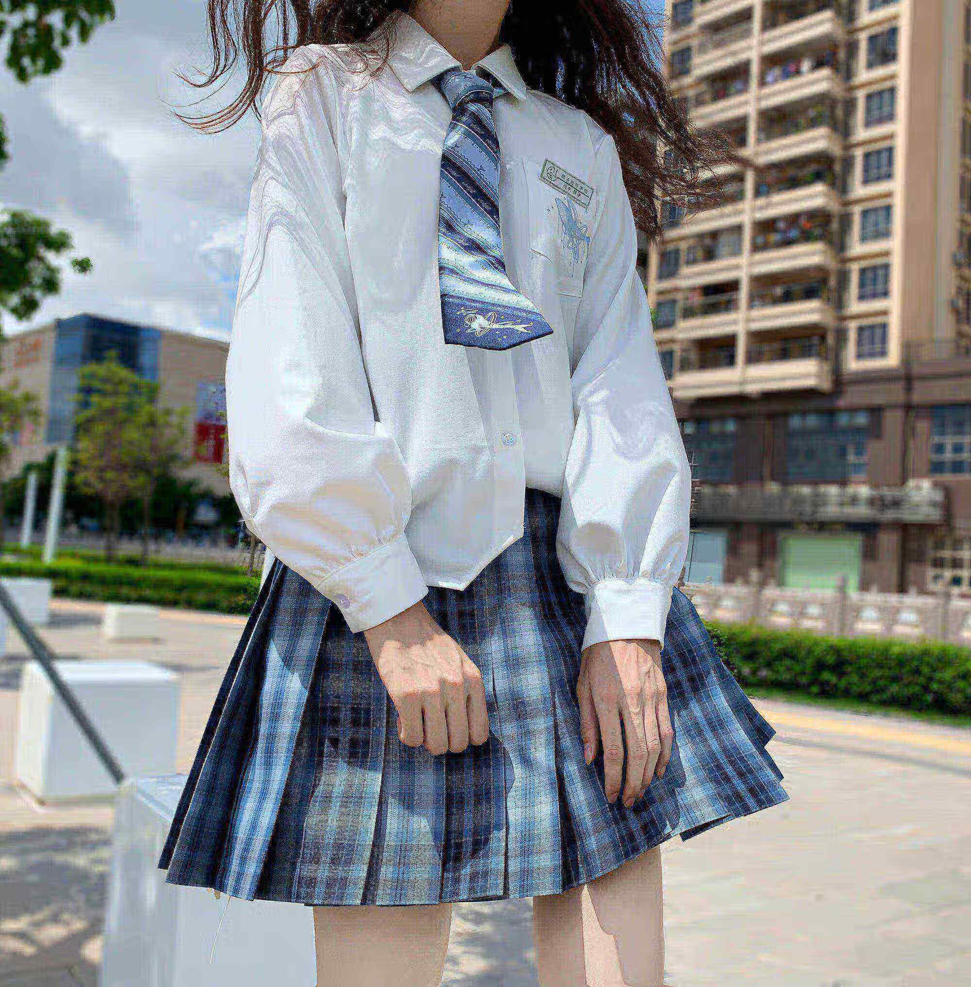 冬天少女jk制服正品全套冬季校园风jk制服套装长袖衬衫格裙百褶裙子