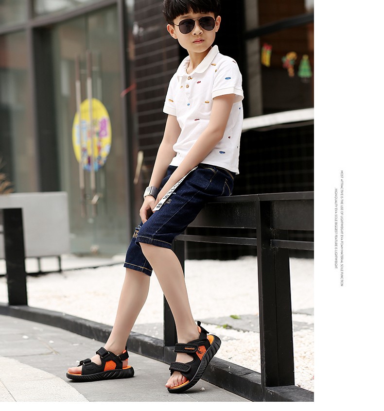 乔丹童鞋男童沙滩鞋2021新款夏季休闲透气儿童凉拖小学生露趾凉鞋